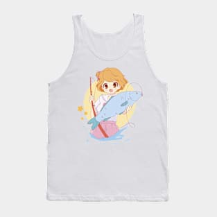 Anime  Girl  Fishing   P R t shirt Tank Top